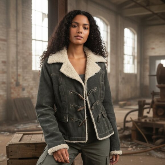 DECODED Sherpa Lined Corduroy Jacket - Picture 1 of 16